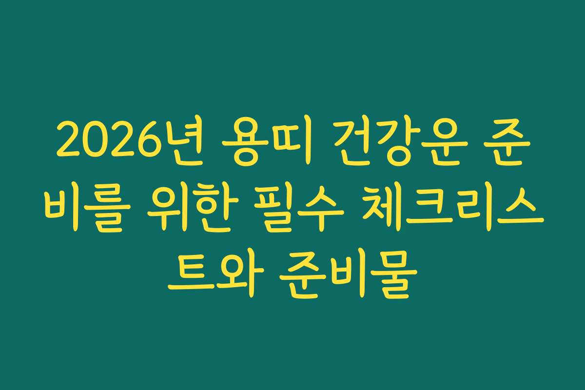 2026년 용띠 건강운 준비를 위한 필수 체크리스트와 준비물