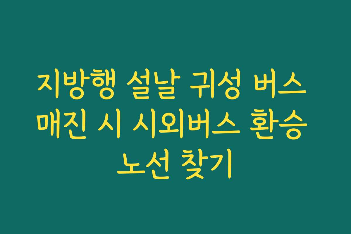 지방행 설날 귀성 버스 매진 시 시외버스 환승 노선 찾기