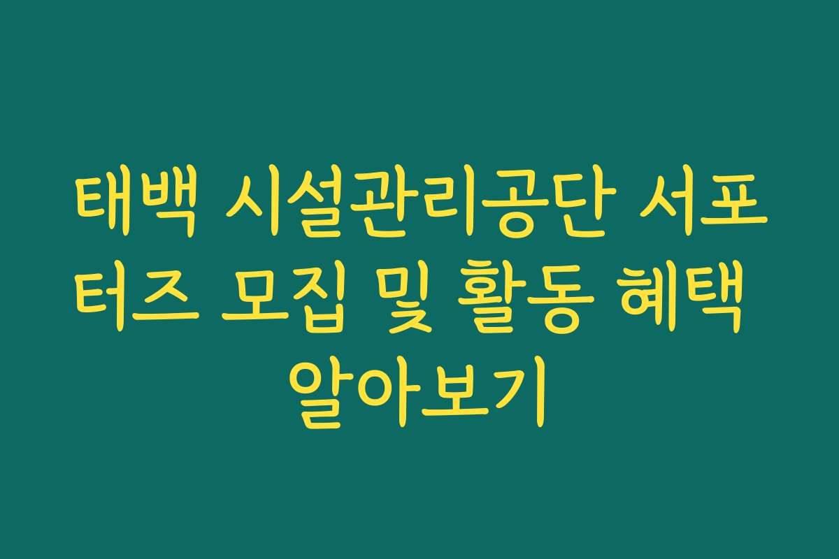 태백 시설관리공단 서포터즈 모집 및 활동 혜택 알아보기