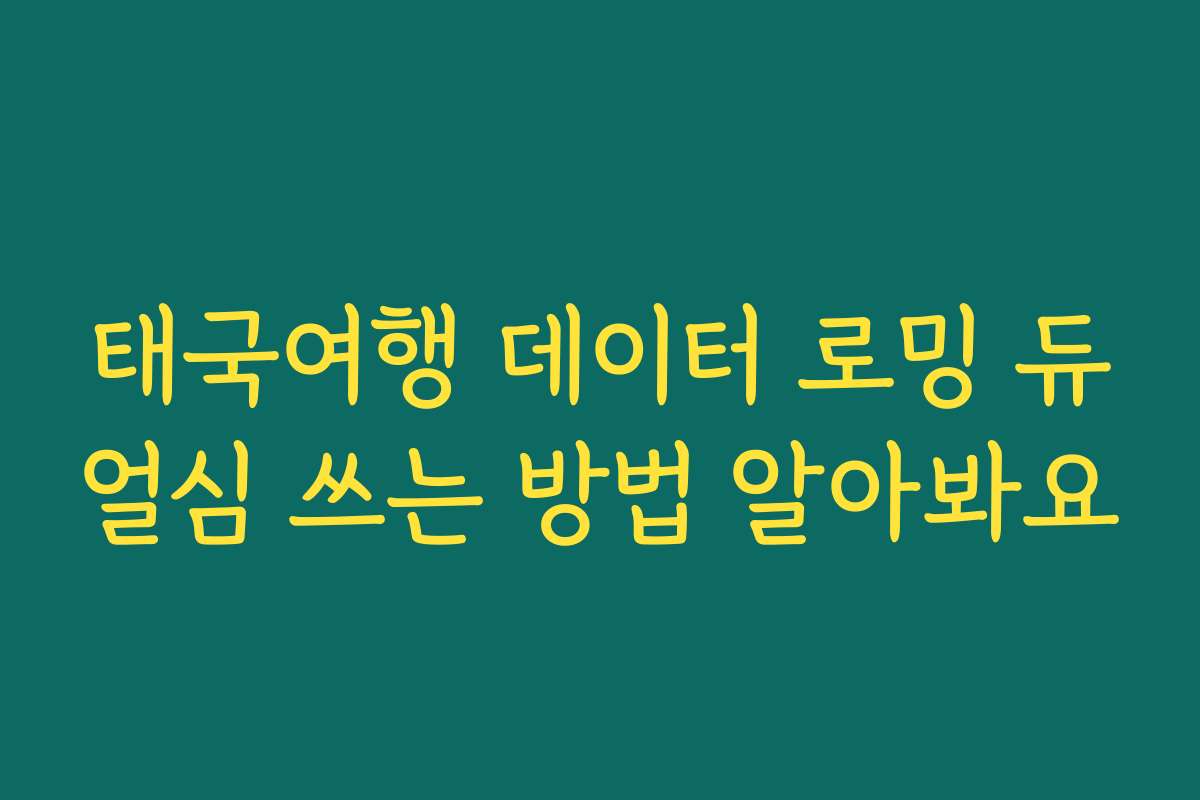 태국여행 데이터 로밍 듀얼심 쓰는 방법 알아봐요
