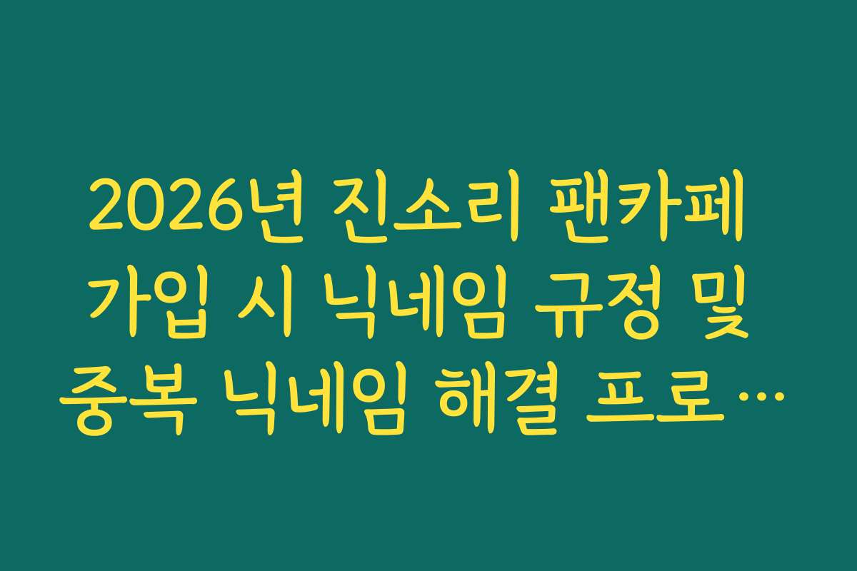 2026년 진소리 팬카페 가입 시 닉네임 규정 및 중복 닉네임 해결 프로세스 가이드