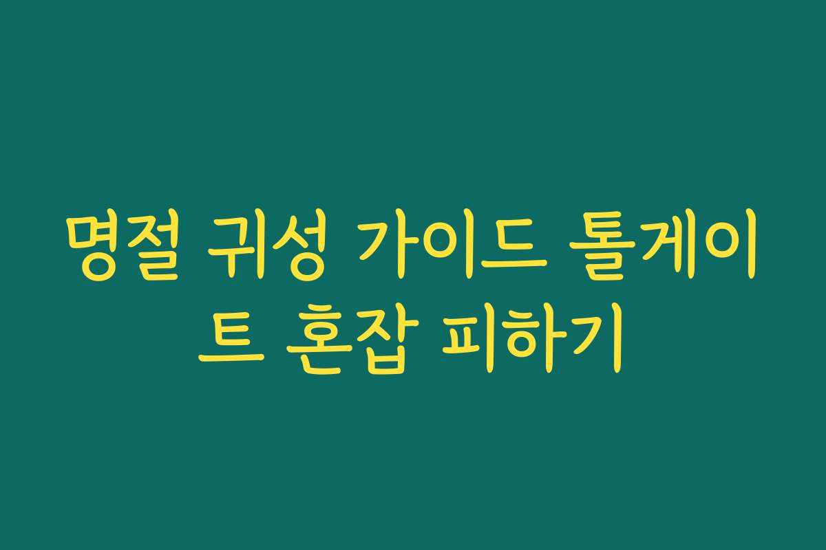 명절 귀성 가이드 톨게이트 혼잡 피하기