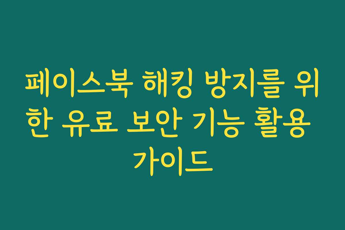 페이스북 해킹 방지를 위한 유료 보안 기능 활용 가이드