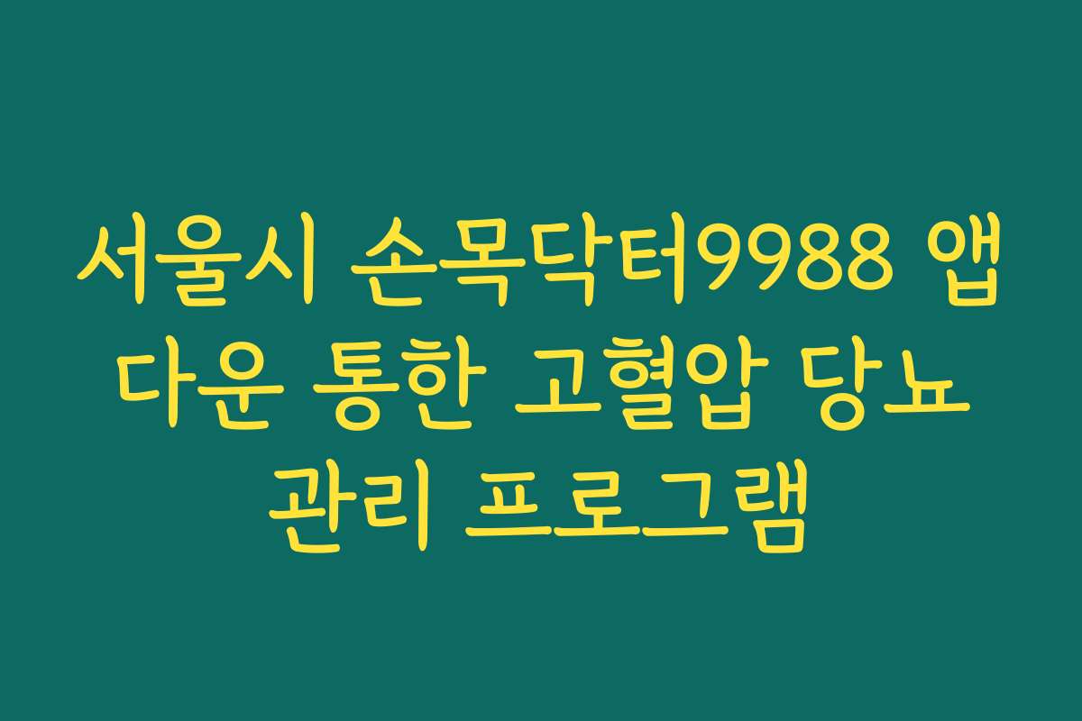 서울시 손목닥터9988 앱 다운 통한 고혈압 당뇨 관리 프로그램