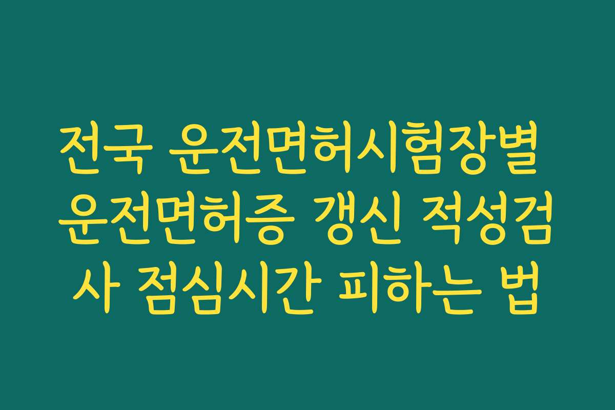 전국 운전면허시험장별 운전면허증 갱신 적성검사 점심시간 피하는 법
