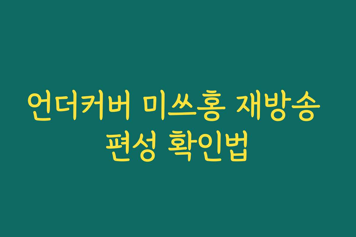 언더커버 미쓰홍 재방송 편성 확인법