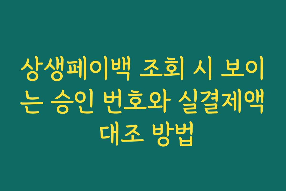 상생페이백 조회 시 보이는 승인 번호와 실결제액 대조 방법