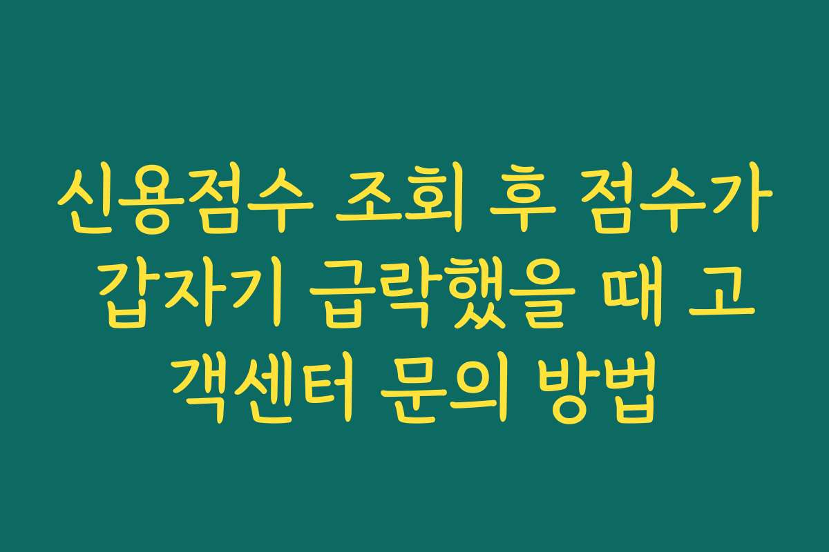 신용점수 조회 후 점수가 갑자기 급락했을 때 고객센터 문의 방법