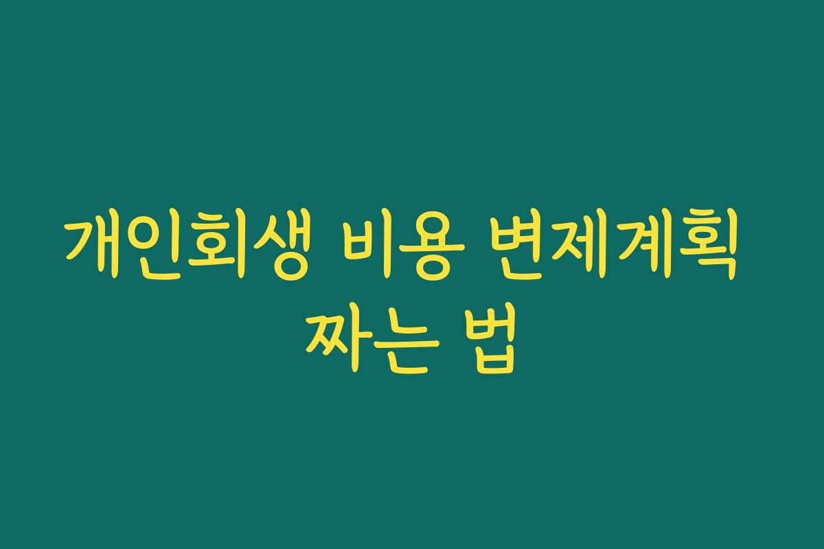 개인회생 비용 변제계획 짜는 법