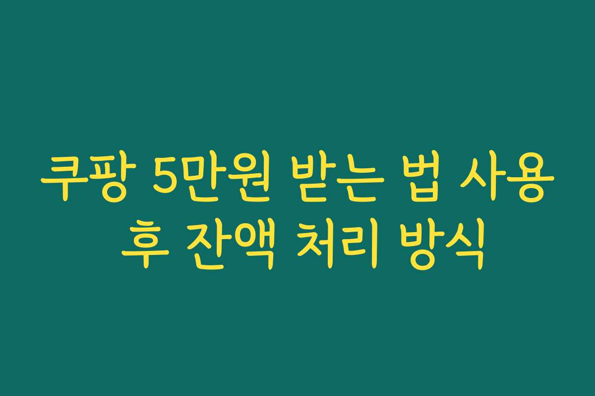 쿠팡 5만원 받는 법 사용 후 잔액 처리 방식