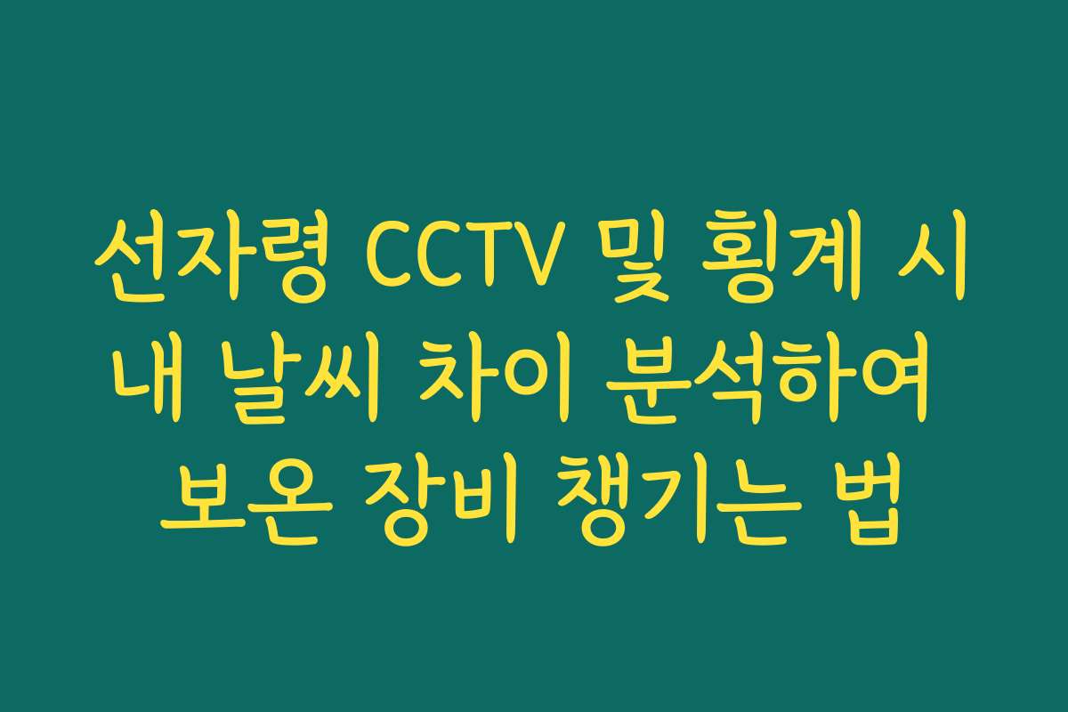 선자령 CCTV 및 횡계 시내 날씨 차이 분석하여 보온 장비 챙기는 법