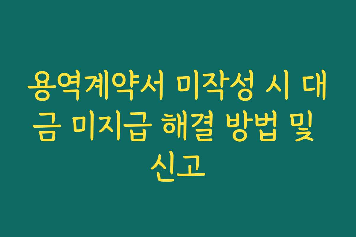 용역계약서 미작성 시 대금 미지급 해결 방법 및 신고
