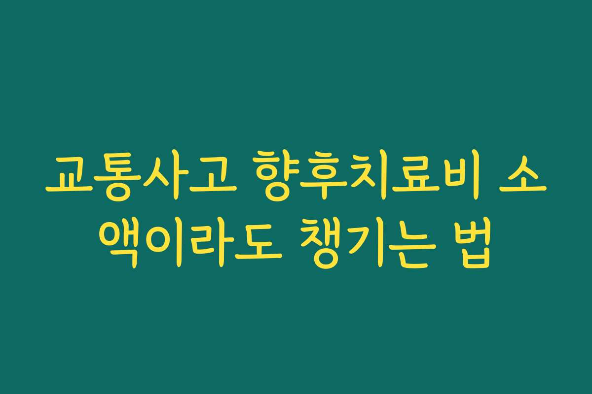 교통사고 향후치료비 소액이라도 챙기는 법