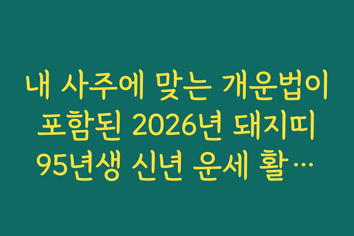 내 사주에 맞는 개운법이 포함된 2026년 돼지띠 95년생 신년 운세 활용법