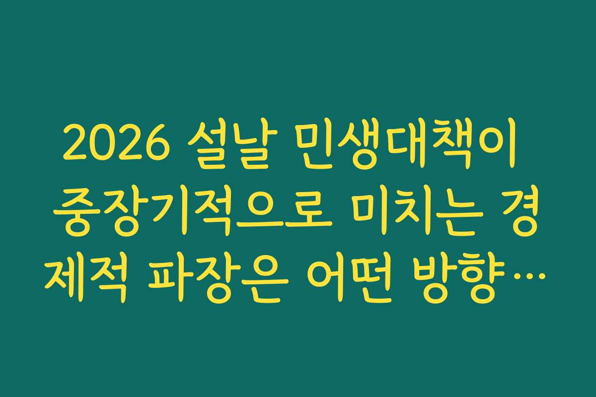 2026 설날 민생대책이 중장기적으로 미치는 경제적 파장은 어떤 방향으로 예상되나요