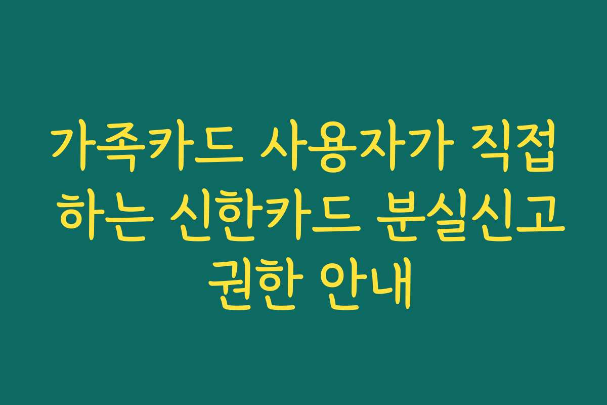 가족카드 사용자가 직접 하는 신한카드 분실신고 권한 안내