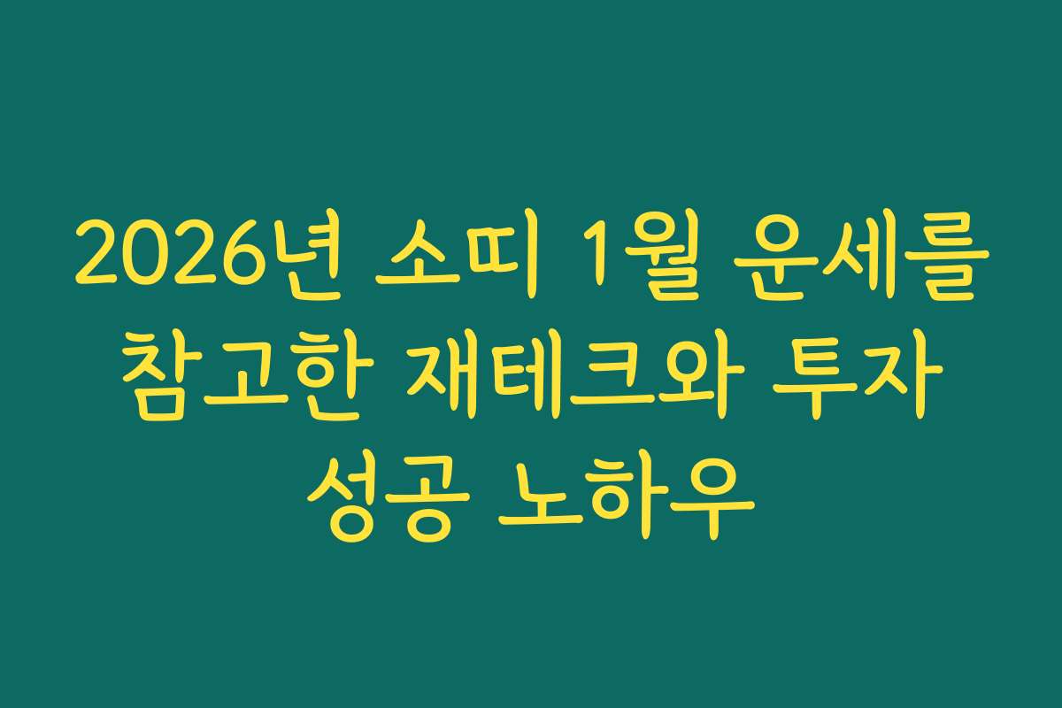 2026년 소띠 1월 운세를 참고한 재테크와 투자 성공 노하우