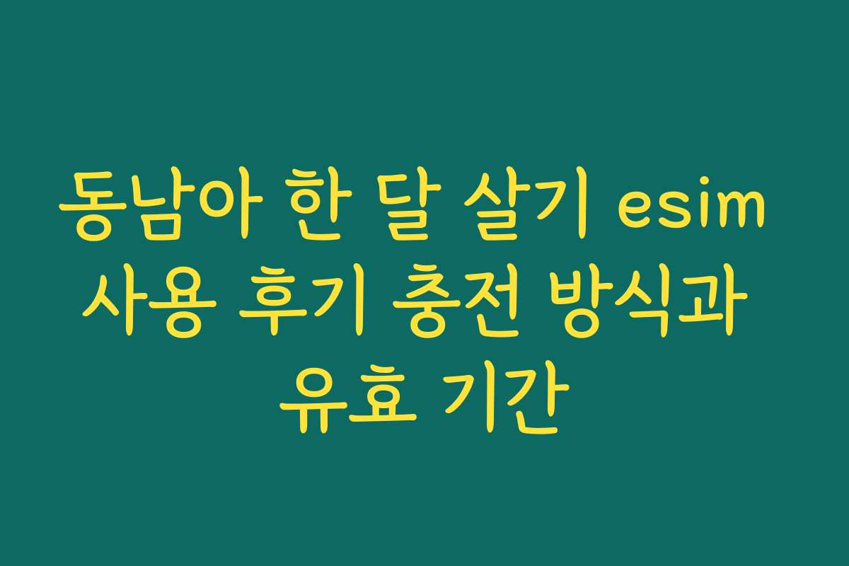동남아 한 달 살기 esim 사용 후기 충전 방식과 유효 기간