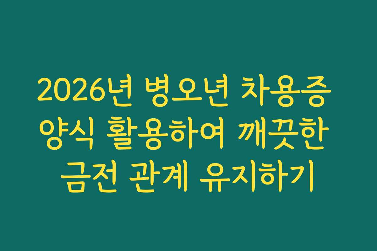 2026년 병오년 차용증 양식 활용하여 깨끗한 금전 관계 유지하기