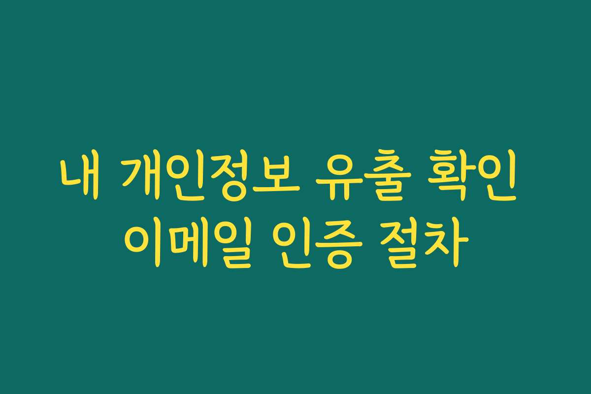 내 개인정보 유출 확인 이메일 인증 절차