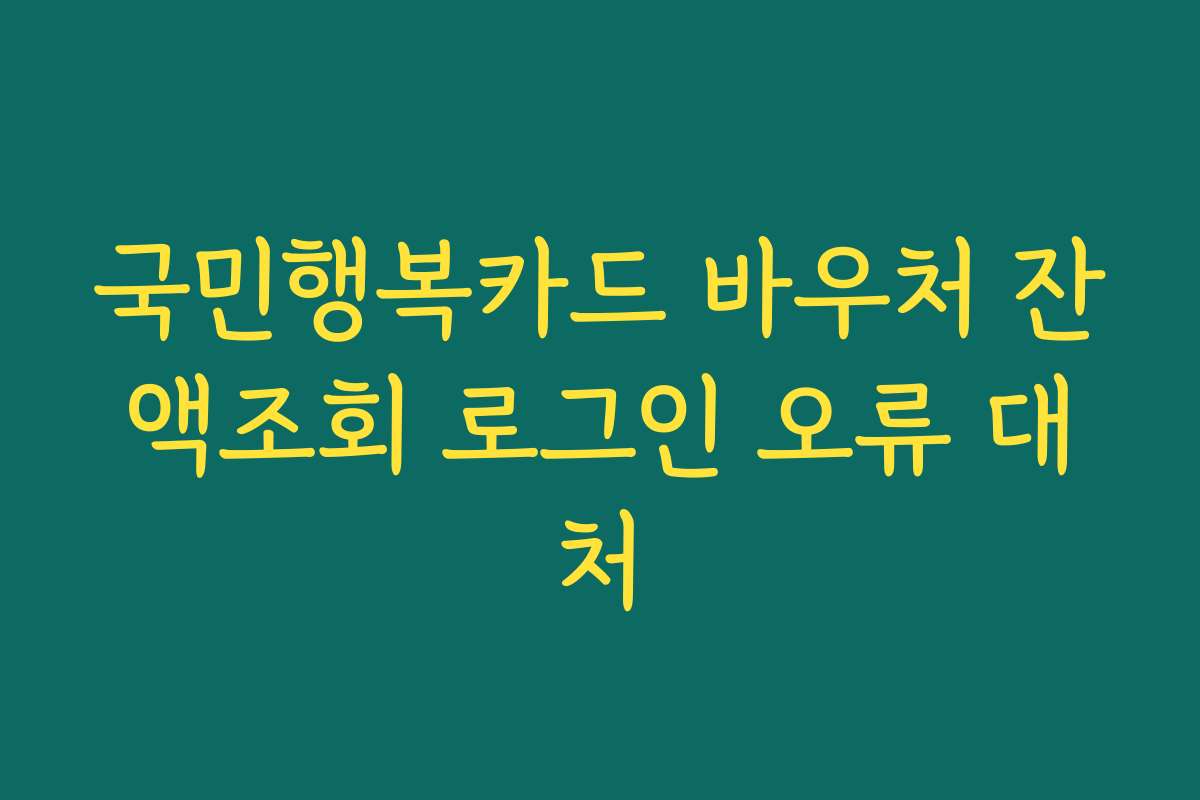 국민행복카드 바우처 잔액조회 로그인 오류 대처