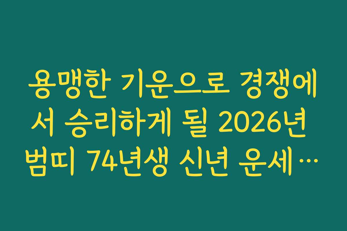 용맹한 기운으로 경쟁에서 승리하게 될 2026년 범띠 74년생 신년 운세 전망