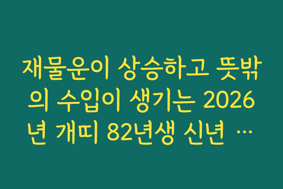 재물운이 상승하고 뜻밖의 수입이 생기는 2026년 개띠 82년생 신년 운세