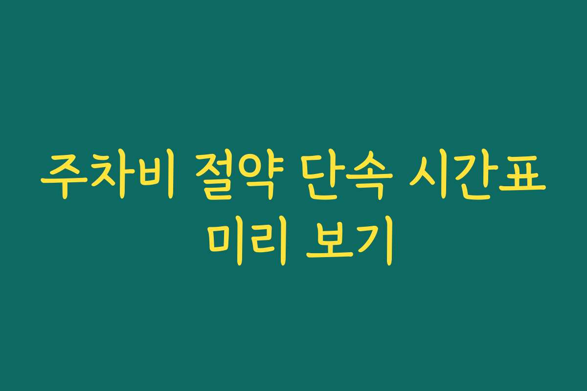 주차비 절약 단속 시간표 미리 보기
