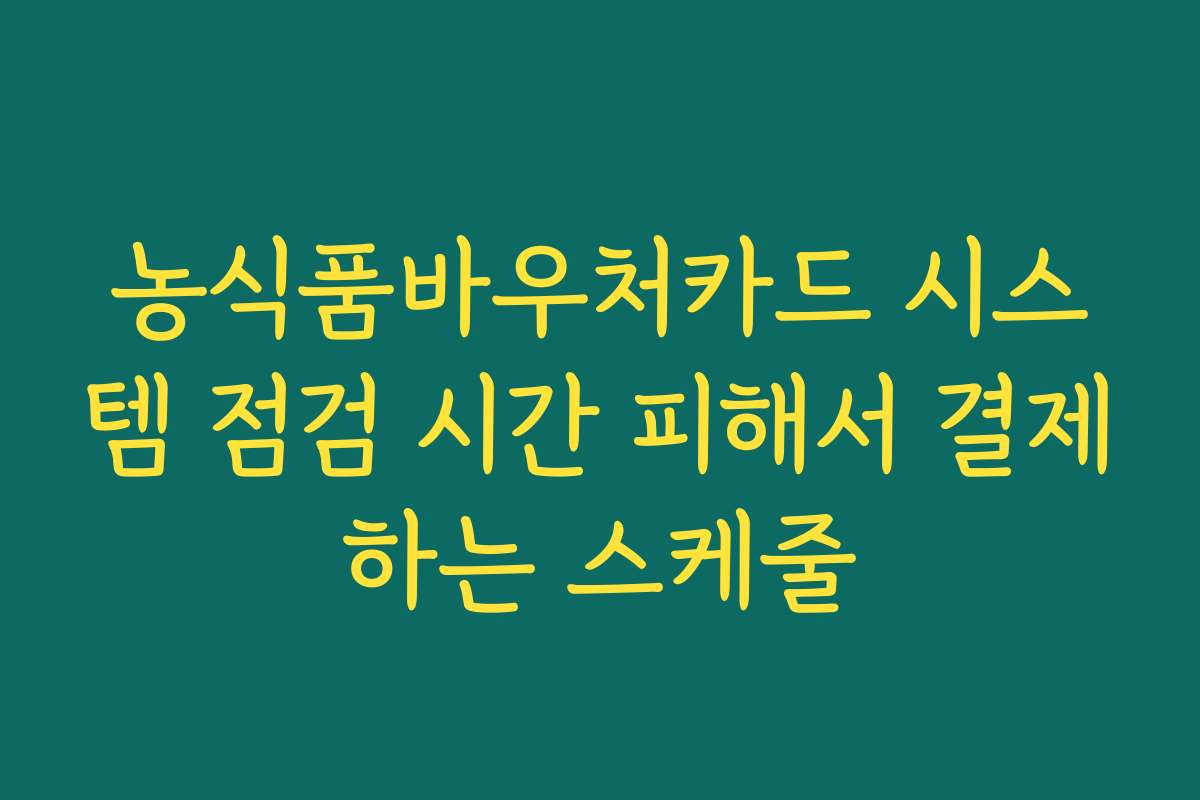 농식품바우처카드 시스템 점검 시간 피해서 결제하는 스케줄