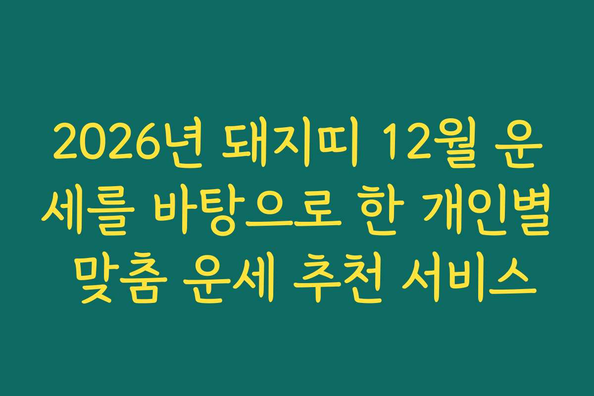 2026년 돼지띠 12월 운세를 바탕으로 한 개인별 맞춤 운세 추천 서비스