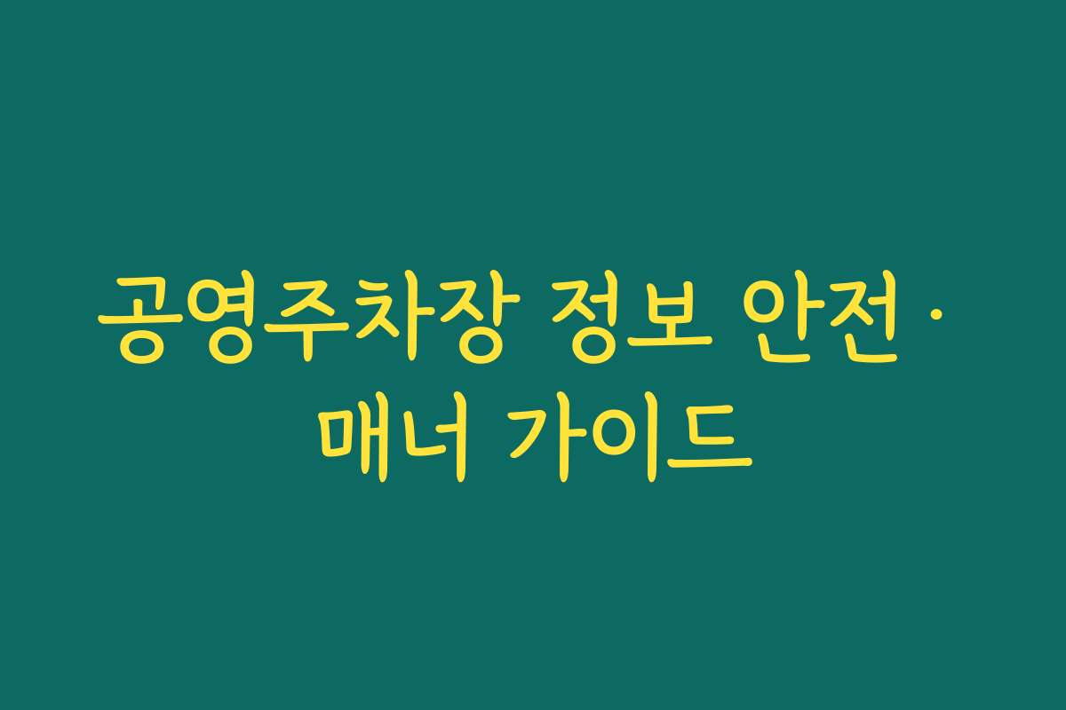공영주차장 정보 안전·매너 가이드
