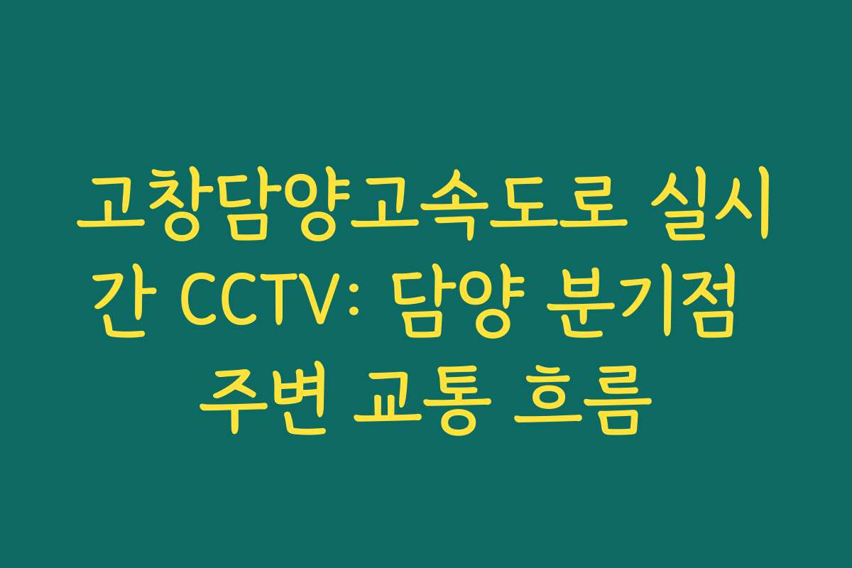 고창담양고속도로 실시간 CCTV: 담양 분기점 주변 교통 흐름
