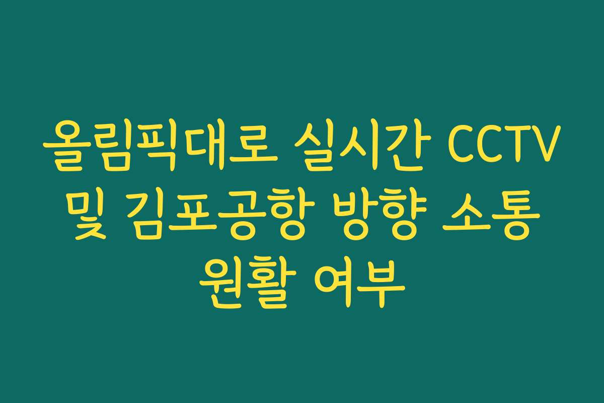 올림픽대로 실시간 CCTV 및 김포공항 방향 소통 원활 여부