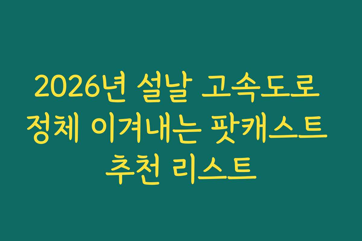2026년 설날 고속도로 정체 이겨내는 팟캐스트 추천 리스트