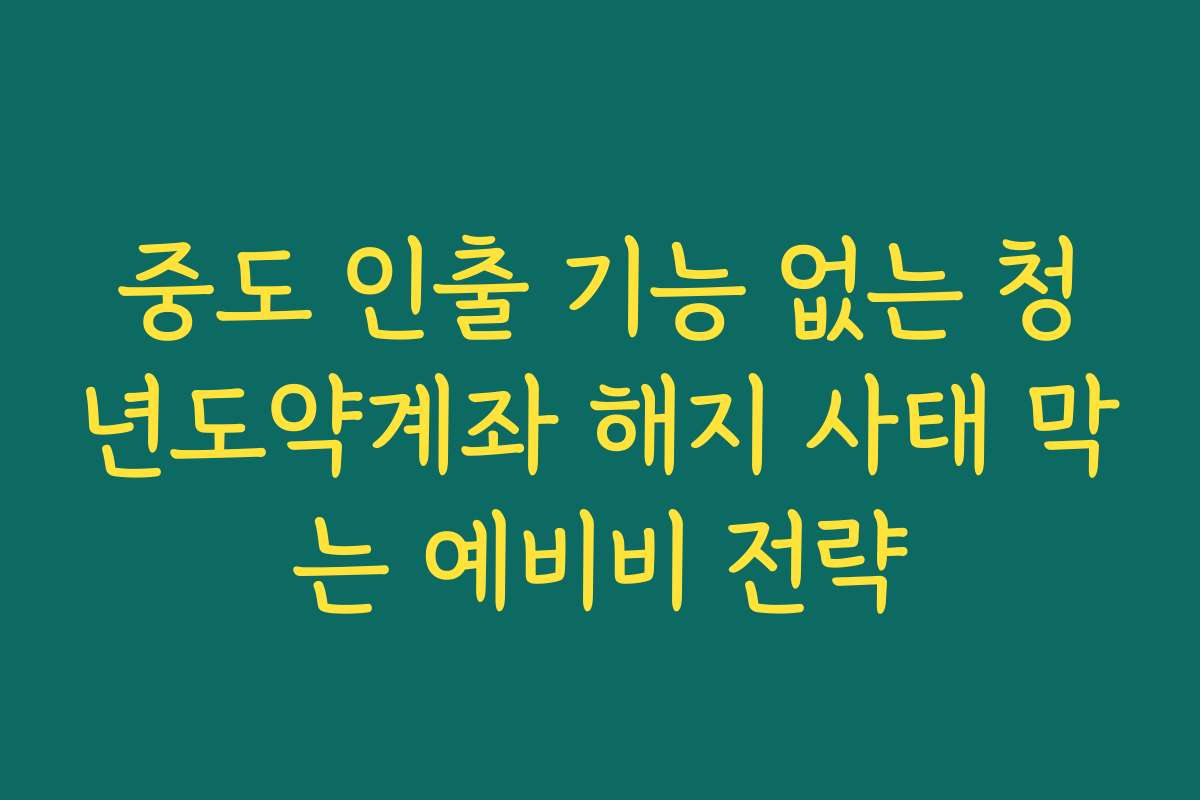 중도 인출 기능 없는 청년도약계좌 해지 사태 막는 예비비 전략