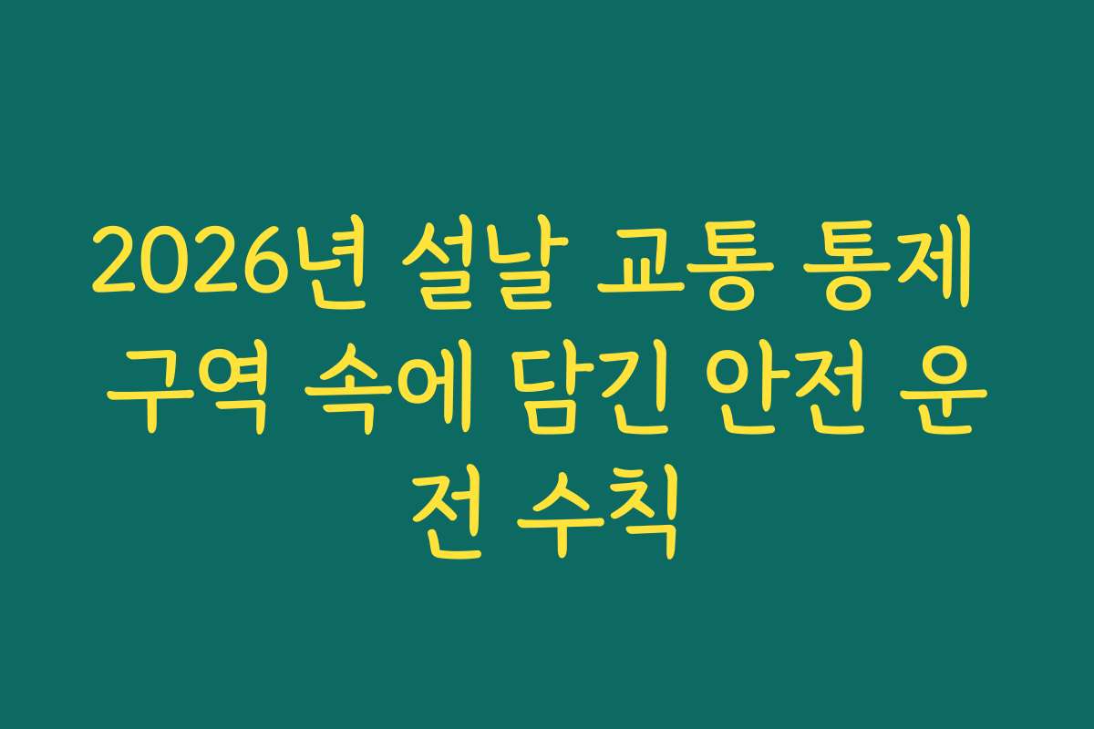 2026년 설날 교통 통제 구역 속에 담긴 안전 운전 수칙