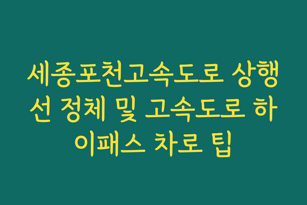 세종포천고속도로 상행선 정체 및 고속도로 하이패스 차로 팁