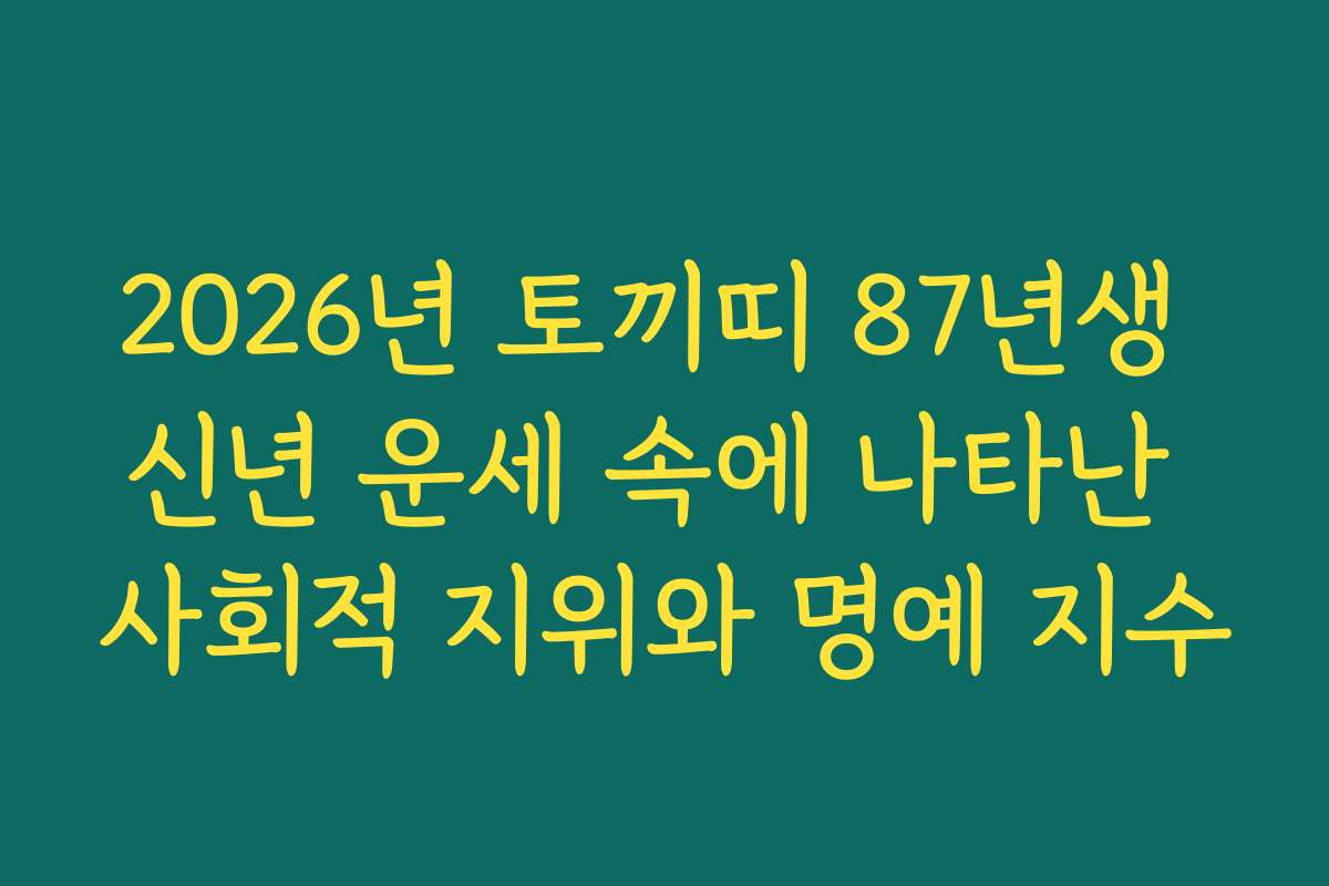 2026년 토끼띠 87년생 신년 운세 속에 나타난 사회적 지위와 명예 지수