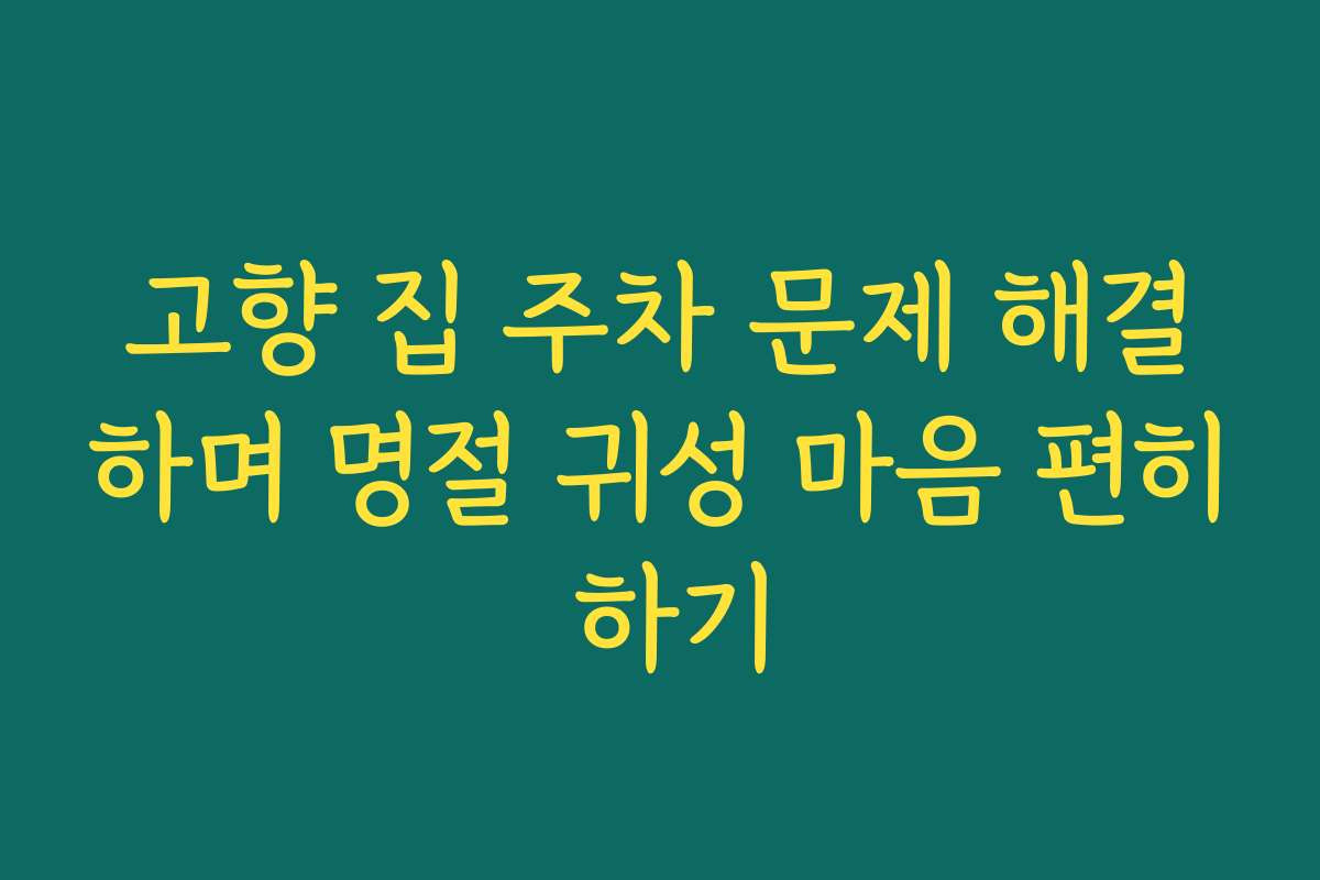 고향 집 주차 문제 해결하며 명절 귀성 마음 편히 하기
