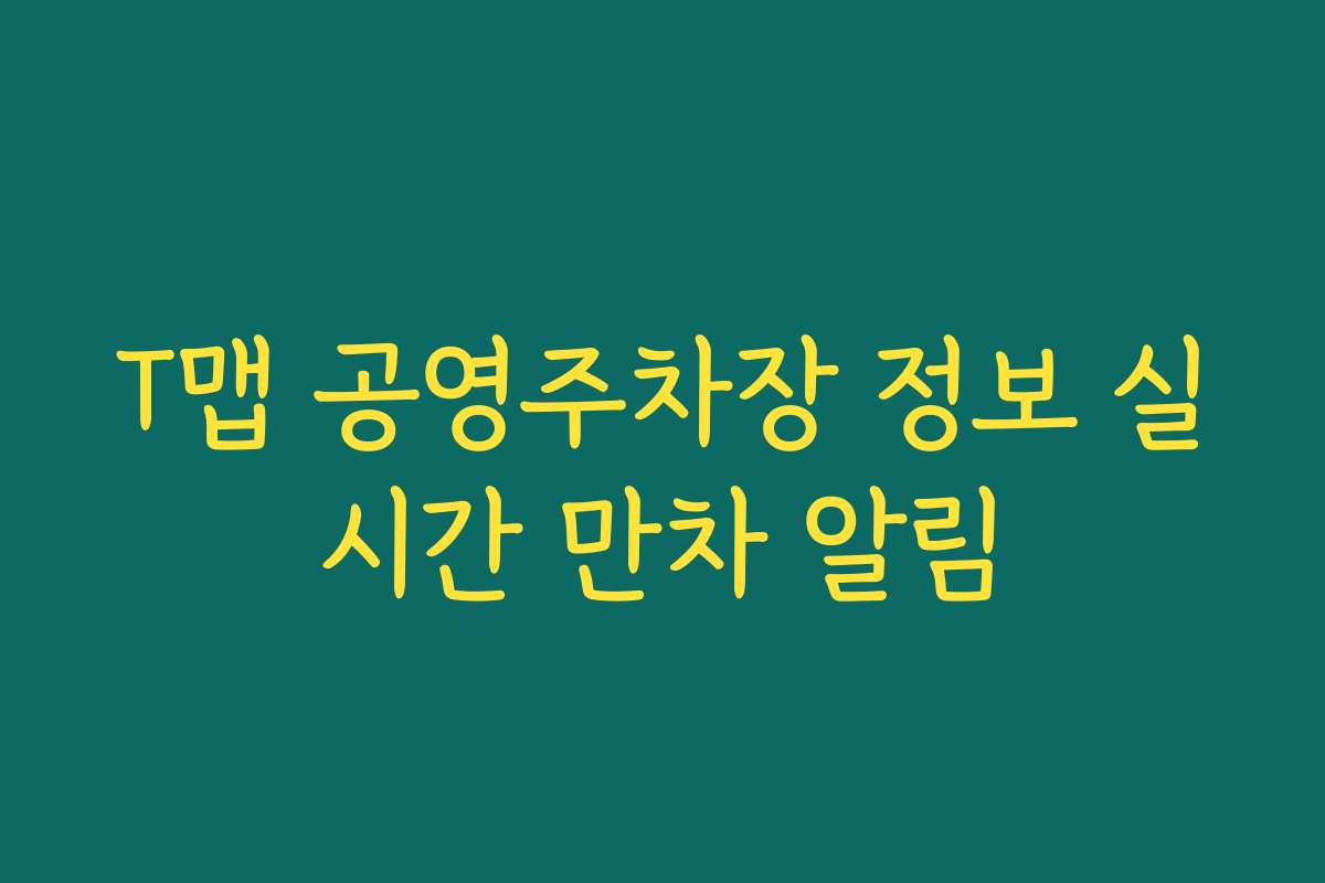T맵 공영주차장 정보 실시간 만차 알림