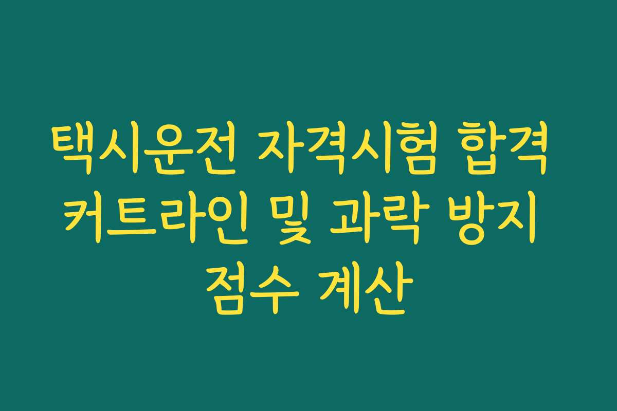 택시운전 자격시험 합격 커트라인 및 과락 방지 점수 계산