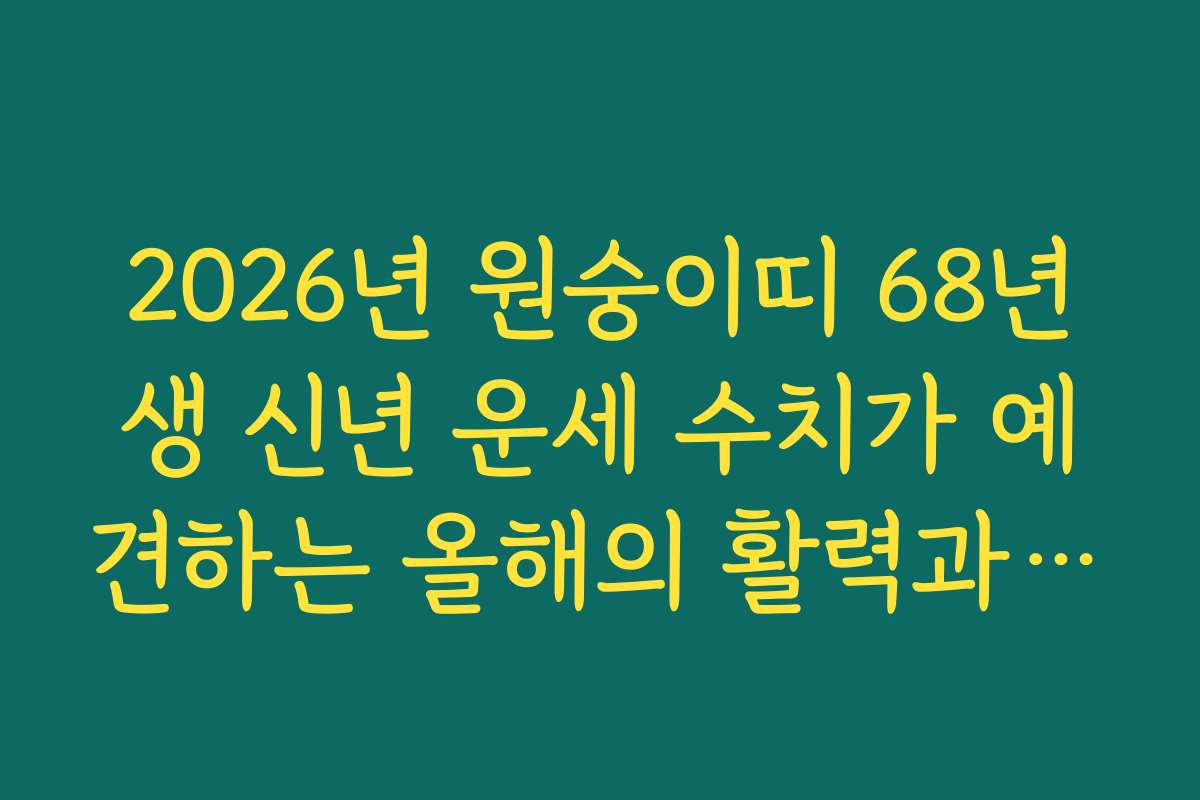 2026년 원숭이띠 68년생 신년 운세 수치가 예견하는 올해의 활력과 열정
