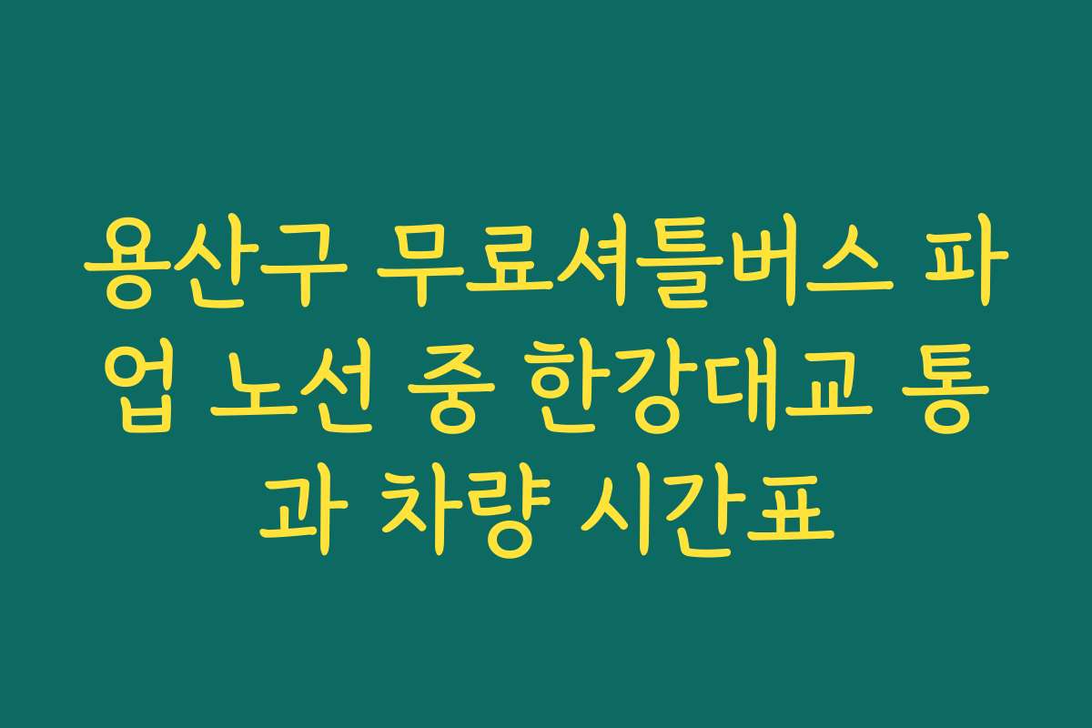 용산구 무료셔틀버스 파업 노선 중 한강대교 통과 차량 시간표