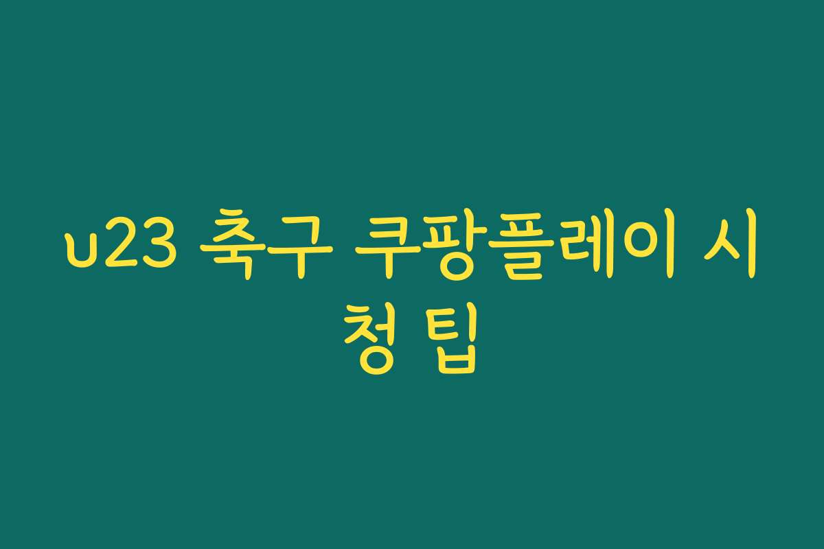 u23 축구 쿠팡플레이 시청 팁