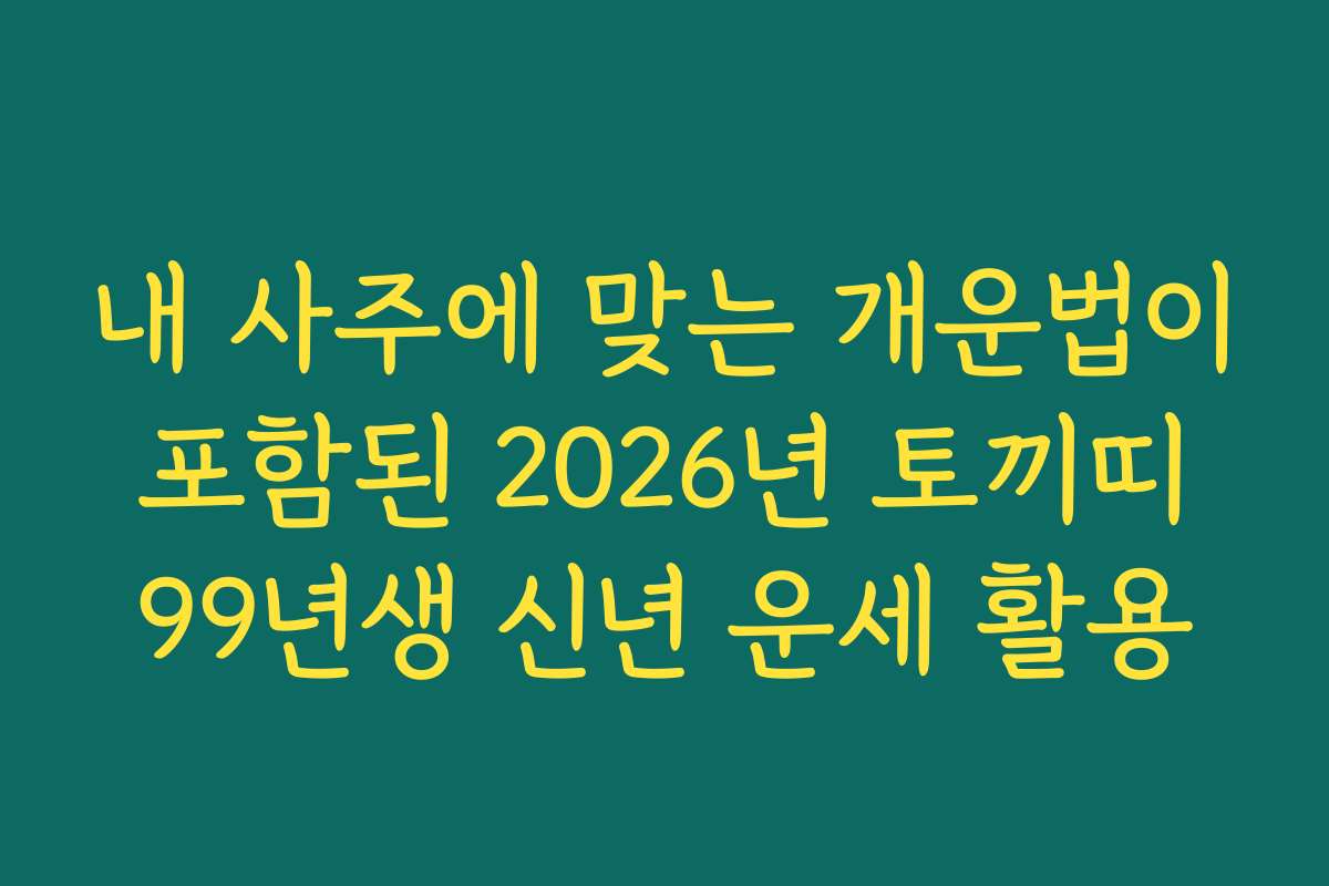 내 사주에 맞는 개운법이 포함된 2026년 토끼띠 99년생 신년 운세 활용