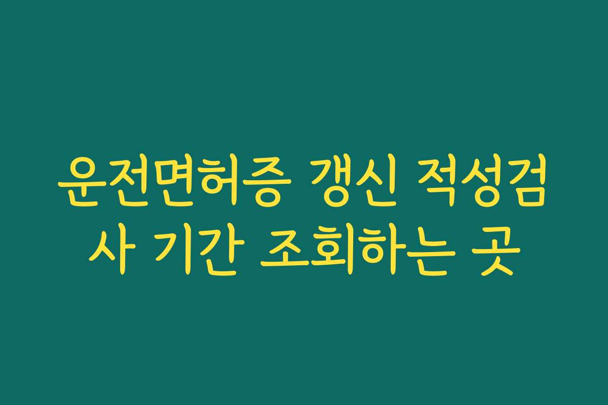 운전면허증 갱신 적성검사 기간 조회하는 곳