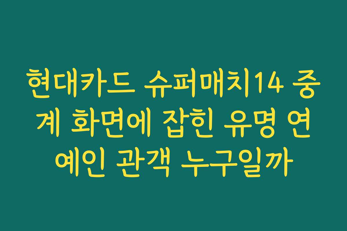 현대카드 슈퍼매치14 중계 화면에 잡힌 유명 연예인 관객 누구일까