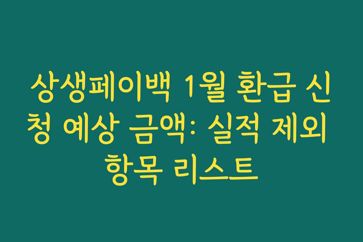 상생페이백 1월 환급 신청 예상 금액: 실적 제외 항목 리스트