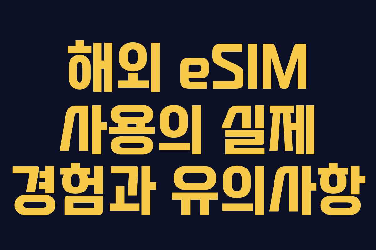 해외 eSIM 사용의 실제 경험과 유의사항