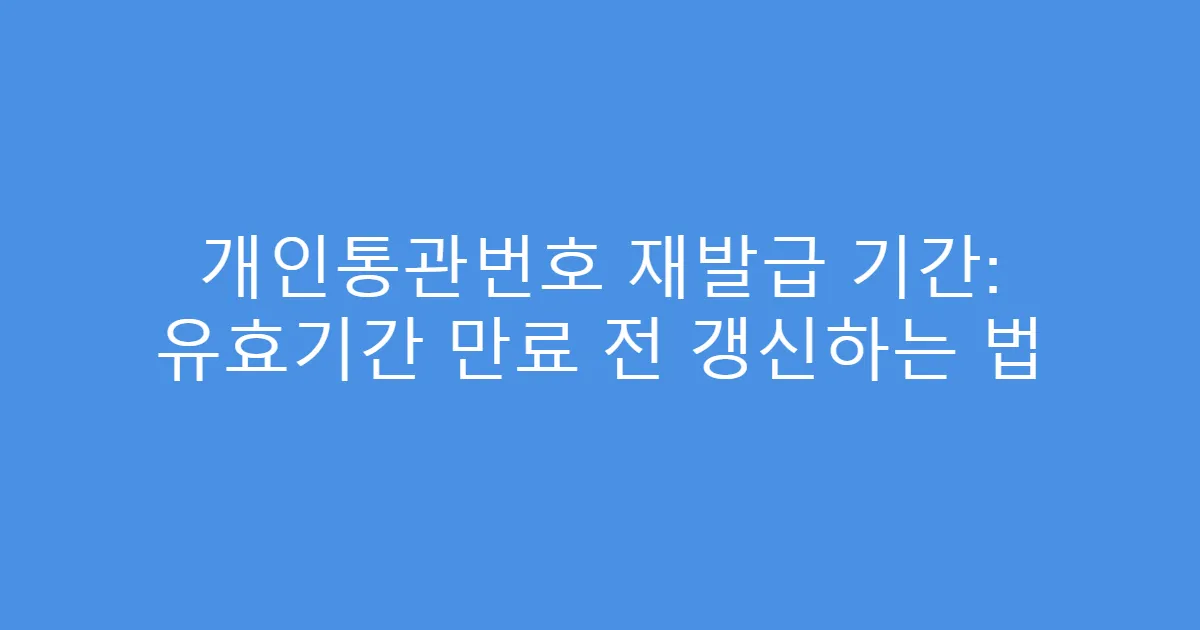 개인통관번호 재발급 기간: 유효기간 만료 전 갱신하는 법